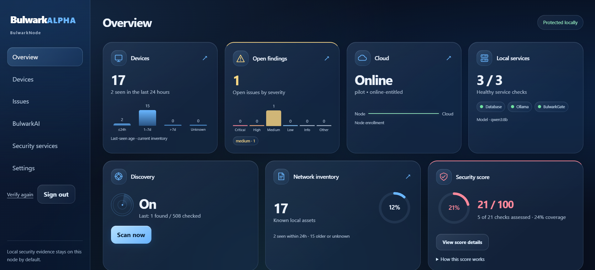 BulwarkAlpha dashboard screenshot 1